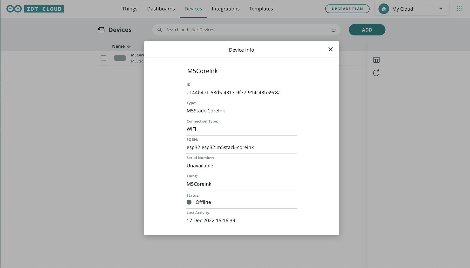 Device registration in Arduino IoT Cloud